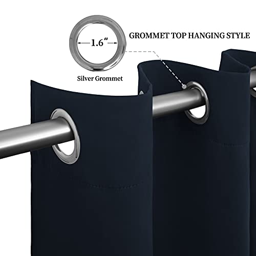 Easy-Going Blackout Curtains, Thermal Insulated Navy Drapes, 52x108 in
