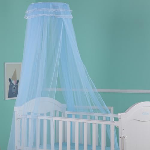 ITODA Blue Baby Netting Canopy for Crib & Toddler Bed - Breathable Mesh