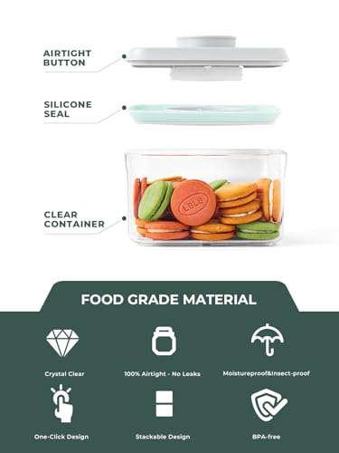 Tourdeus 0.3Qt Small Airtight Container with One-Touch Pop-Top Lid