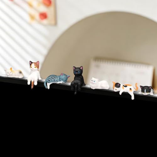 Kiofs 12-Piece Mini Cat Figurine Set for Car & Desk Decor
