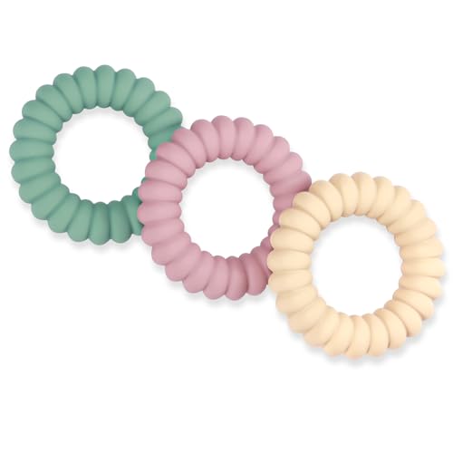 Silicone Baby Teether Rings with Rattle - 3 Pack Soothing Toys