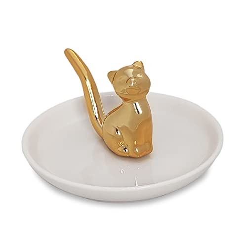 Bealuffe Ceramic Cat Ring Holder Dish for Jewelry Storage
