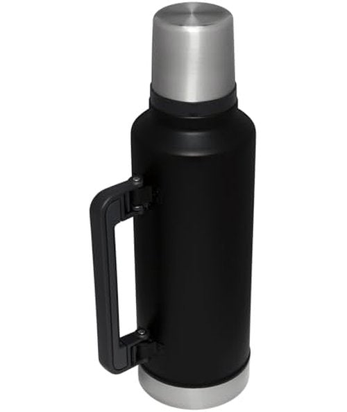 Stanley Classic Legendary Vacuum Bottle 2.0 qt | Wide Mouth with Leakproof Cup Lid | Keep Drinks Hot or Cold | Packable for Travel | Insulated Stainless Steel Thermal Bottle | BPA-Free | Black 2.0