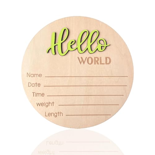 Personalized Wooden Baby Announcement Sign - 5.9 Inch Hello World