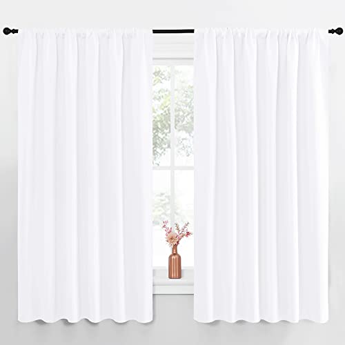 NICETOWN White Blackout Curtains - 70"W x 63"L Rod Pocket Panels (Set of 2)