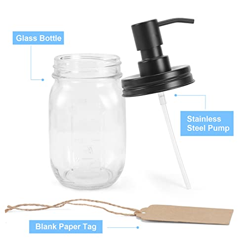 Mason Jar Soap Dispenser - 16oz Black Stainless Steel - Ideal for Kitchen & Bathroom