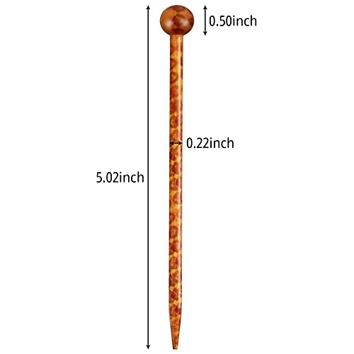 Boho Vintage Wood Hair Styling Pins 6 Pack 5.1 Inch Hair Sticks