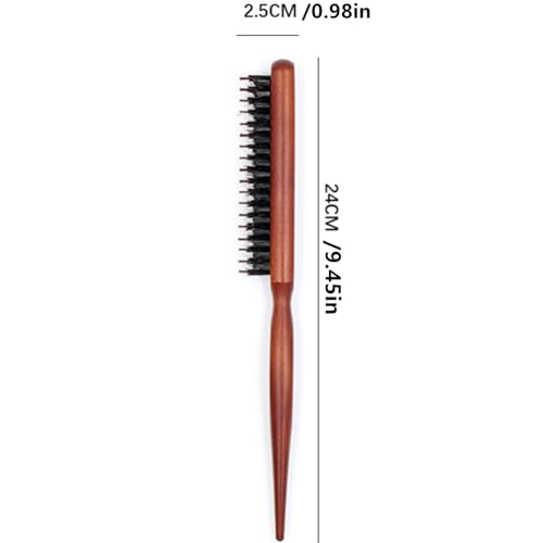 Boar Bristle Teasing Brush 2 Pack with Rat Tail Handle for Hair Styling