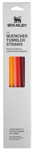 Stanley Quencher Replacement Straws for 30oz Tumbler, 4-Pack, Red-Orange