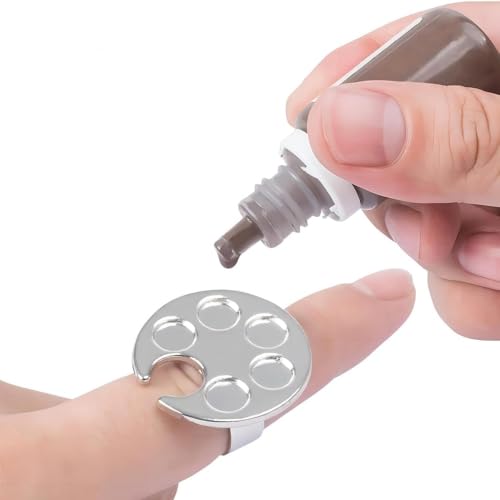 Zenarao Silver Mini Metal Nail Art Manicure Mixing Palette with Finger Ring