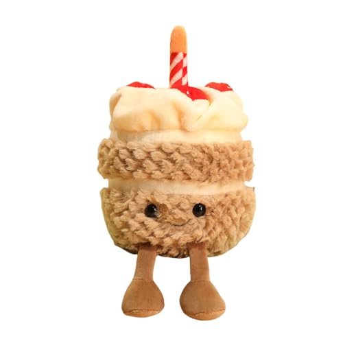 Khaki Birthday Cake Plush Toy - Cute Soft Pillow for Kids