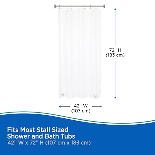 Kenney Waterproof PEVA Shower Curtain Liner, Clear, 42"W x 72"H