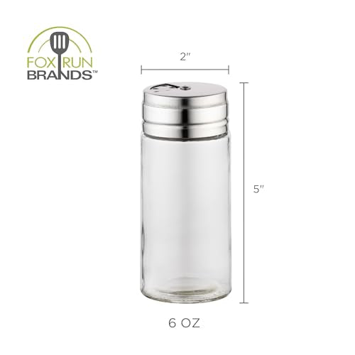 Fox Run 6 oz Glass Spice Jar with Stainless Steel Rotating Shaker Lid