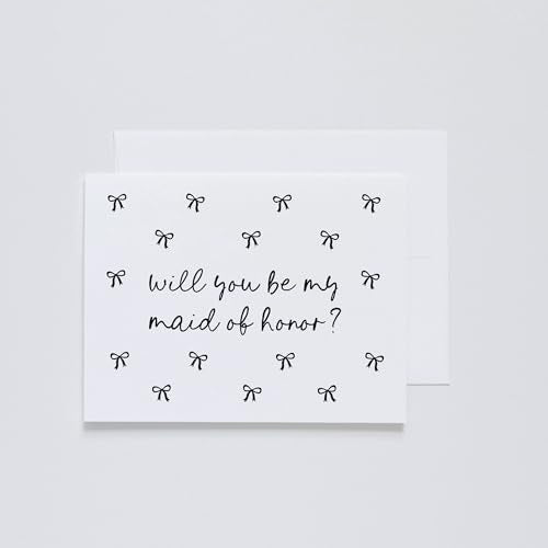 Maid of Honor Proposal Card - Cute Bow Design - A2 Card with Envelope