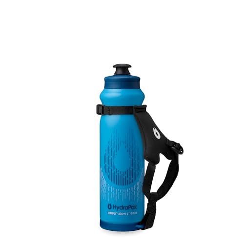 HydraPak Tempo Pro 400ml - Handheld Running Squeeze Bottle for Training and Race Day Hydration with Removable Strap (400ml/13oz) - Blue