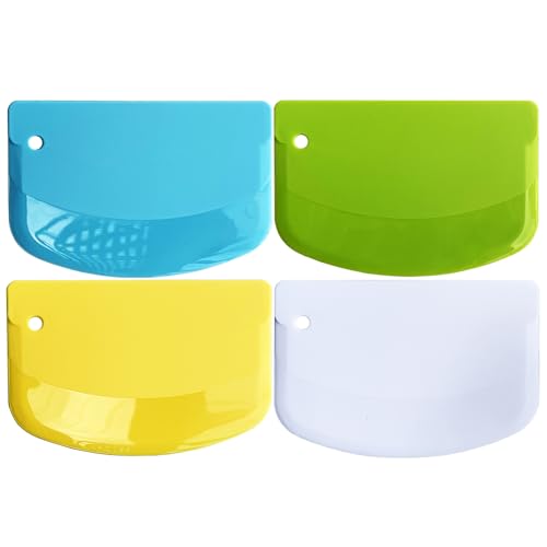 4-Pack BPA-Free Dough Scrapers - Multi-Color Kitchen Tools
