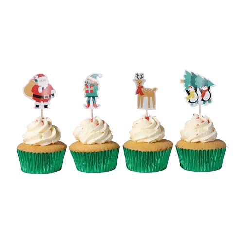 Christmas Cupcake Toppers Set of 24 - Santa & Friends