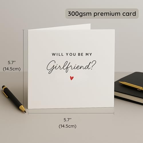 Will You Be My Girlfriend Card - Romantic Minimalist Proposal Note
