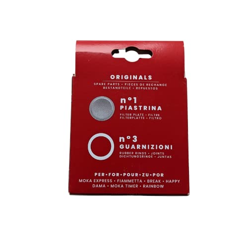 Bialetti Moka Express Spare Parts - 6 Cup Gaskets & Filter Plate