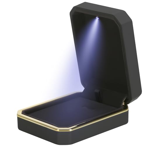Black Luxury LED Pendant Necklace Gift Box with Velvet Interior