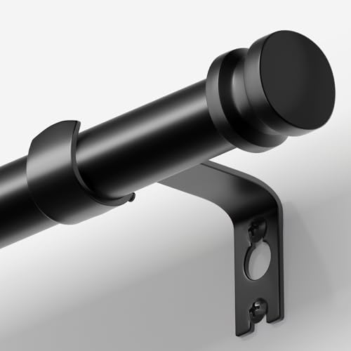 TKZTKZ Heavy Duty Black Curtain Rod - Adjustable 18-45 Inch Metal Rod