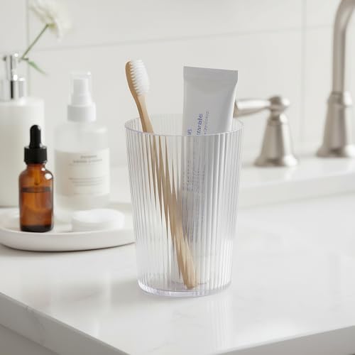 NiHome Striped Clear Bathroom Tumbler Cups - 3 Pack, 13.5oz