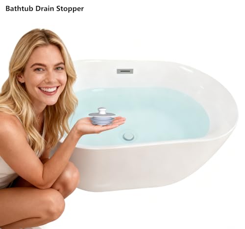 XAJOON Silicone Bathtub Drain Stopper with Patented Design - Gray