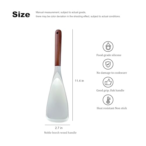 Food-Grade Silicone Mixing Spoon with Wooden Handle - 11in