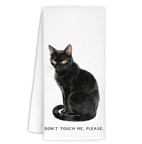 Funny Black Cat Kitchen Towel - 16x24 Inch Decorative Hand Drying Cloth