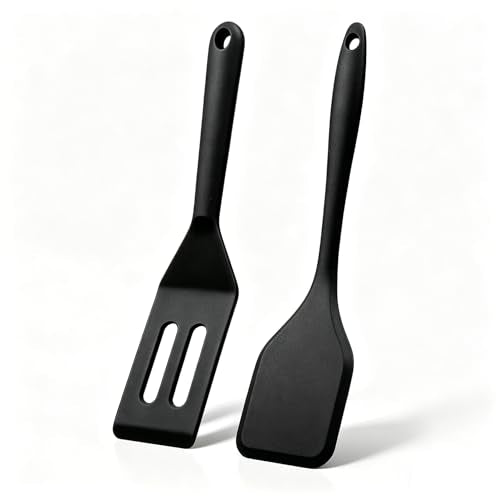 PROXIMY Black Small Silicone Spatula Set - Heat-Resistant Mini Kitchen Utensils