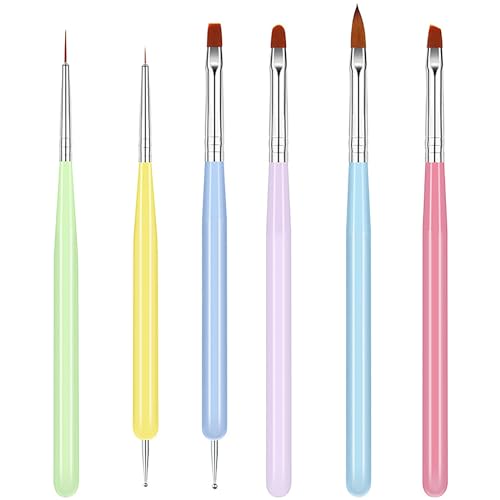 Kootinn 6-Piece Nail Art Brush Set and Gel Design Pen Tool Kit