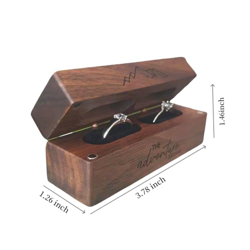 Handmade Walnut Wood Ring Box with Magnetic Lid - Wedding Keepsake Holder