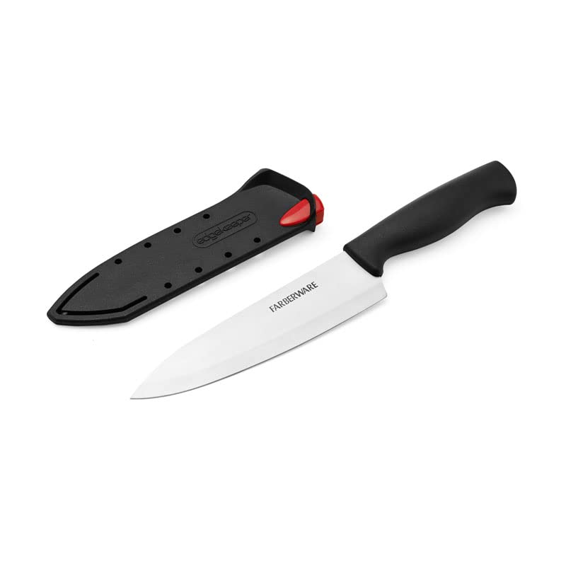 Farberware 6-Inch Self-Sharpening Chef Knife with Ergonomic Handle, Black