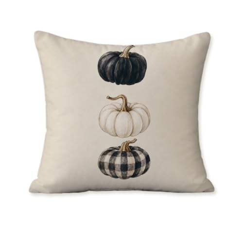 White Pumpkin Fall Pillow Cover 18x18 Inch - Cozy Autumn Sofa Decor Fall10