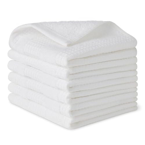 Amazon Basics Organic Cotton Waffle Dish Cloths, 12" x 12", 6-Pack, White