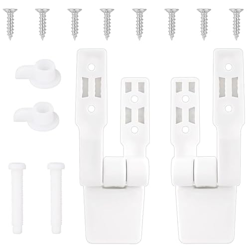 Universal Toilet Seat Hinge Replacement Kit - 2 Pack White Plastic Hardware