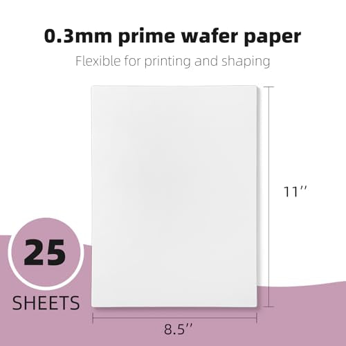 SIMEKKO Edible Wafer Paper, A4 Size Sheets for Cake Toppers, 25 Pack