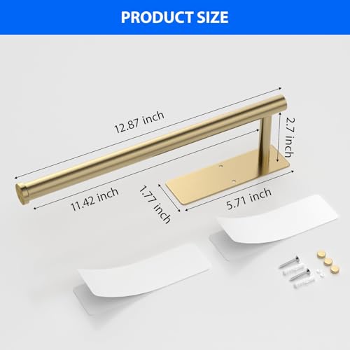 Gold Stainless Steel Paper Towel Holder - Wall-Mounted, No Drilling, 1 Pack