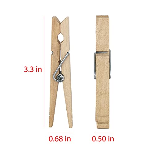 Clorox 30 Pack Rust-Resistant Wooden Clothespins with Spring, Heavy-Duty Non-Slip Laundry Clips