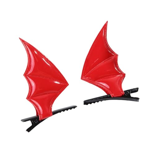 Soochat Red Bat Wing Hair Clips Devil Ears Halloween Hairpins