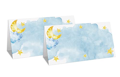 Gihyan Moon and Stars Table Place Cards for Baby Shower, 25 Pcs