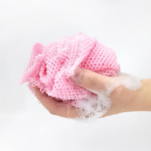 Quacc African Exfoliating Net Sponge - Pink Long Nylon Bath Mesh
