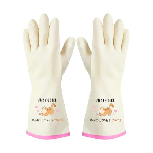 Pink Cat Lover Rubber Cleaning Reusable Gloves - Housewarming Gift