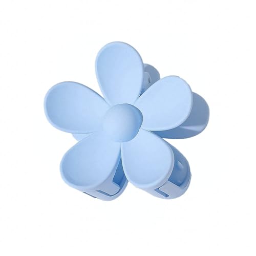 Blue Floral Hair Claw Clip for Thick Hair with Scrub Finish