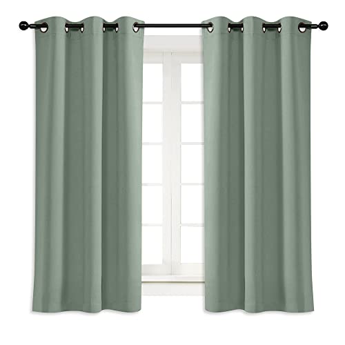 NICETOWN Blackout Curtain Panel, Greyish Green, 42" x 63", Grommet Top