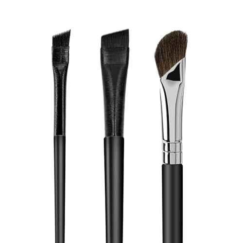 MUIIGOOD 3 Pcs Eyeliner and Eyebrow Brush Set, Ultra Thin Angled Brushes
