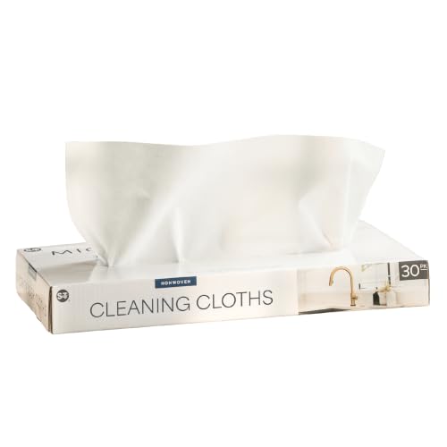 Microfiber Cleaning Cloths 30 Pack - Reusable White Kitchen & Household Rags