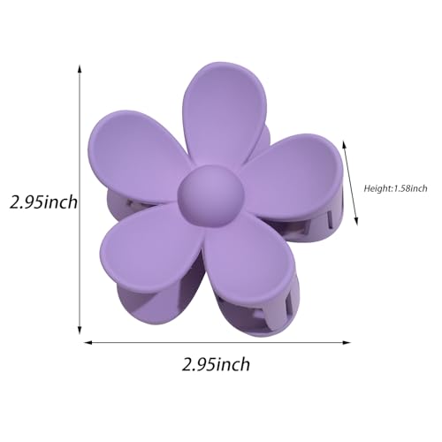 Jeffan Large Matte Flower Hair Claw Clip - Purple Plastic Hair Jaw