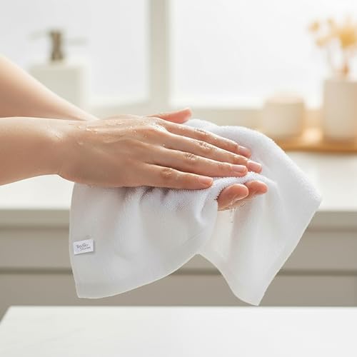 Textila Cotton Washcloths 12x12 Inches, 12-Pack - Soft White Towels