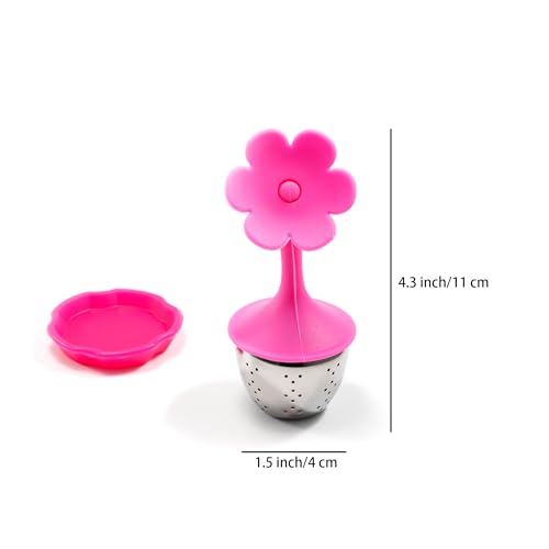 Leaf-Shaped 1.5 Inch Stainless Steel Tea Infuser - Rose Pink
